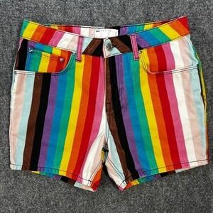 ASOS Rainbow Stripe Jean Shorts